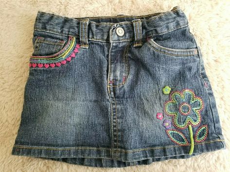 4t Jean Denim Skirt Embroidered Flower Heart Skort Adjustable Belt Sonoma  In good shape no issues to note  Please feel free to ask questions Y2k Denim Skirt, 2000s Fashion Outfits, Swaggy Outfits, Fashion Fits, Cute Skirts, 2000s Fashion, Ask Questions, Adjustable Belt, Flower Heart