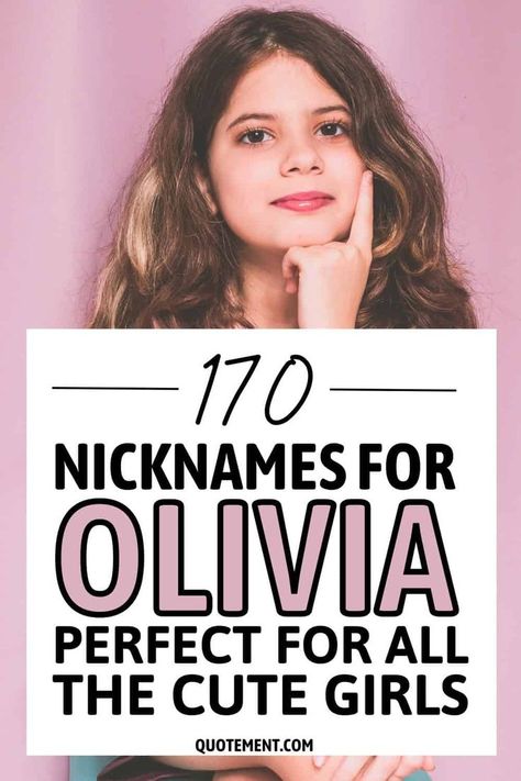 Let’s cut to the chase and talk about what you came here for, nicknames for Olivia. Nicknames For Olivia, Good Girl Names, Olivia Aesthetic, Olivia Name, Rhyming Names, Nicknames For Girls, Funny Nicknames, Good Nicknames, Short Names