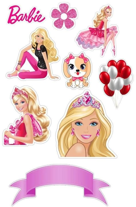 Barbie Images For Cake, Barbie Toppers Printable Free, Barbie Cake Topper Free Printable, Barbie Cake Topper Barbie Cake Topper Printable, Barbie Stencil Free Printable, Cake Stickers Free Printable, Happy Birthday Barbie Image, Barbie Cake Topper Ideas, Barbie Toppers Printable