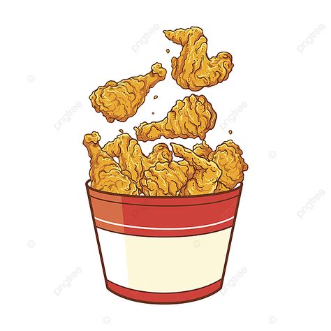 Meat Cartoon, Bucket Drawing, Food Fried Chicken, Cucumber Snacks, Makanan Cepat Saji, Chicken Bucket, Crispy Chicken Wings, Cartoon Chicken, Food Cartoon