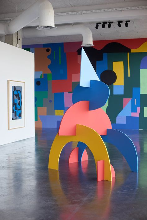 Geometric Installation, Colorful Art Installations, Wall Drawings, Cardboard Sculpture, Colorful Murals, Wall Drawing, Cardboard Art, Museum Of Contemporary Art, Wallpaper Wall