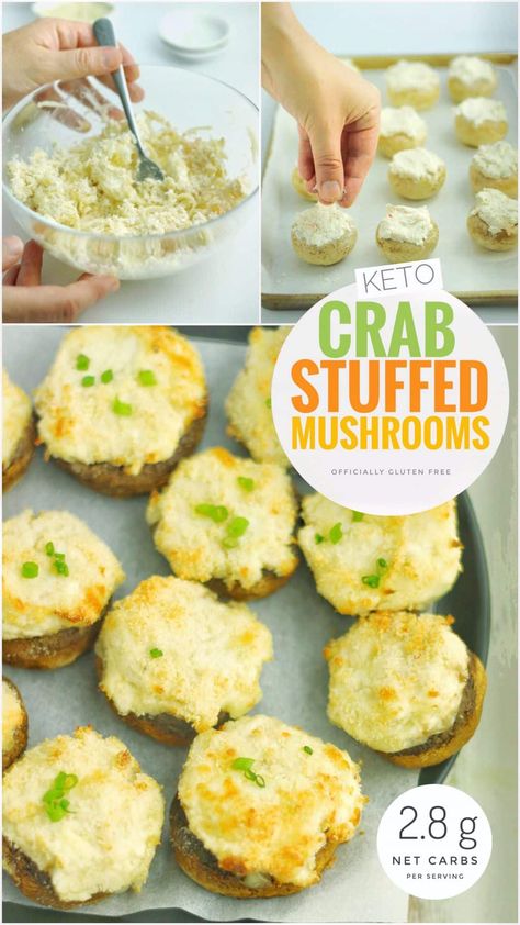 Keto Crab Stuffed Mushrooms, Lean Program, Amanda Nighbert, Light Eating, Crab Appetizer, Crab Stuffed Mushrooms, Keto Appetizers, Crab Stuffed, Easy To Make Appetizers