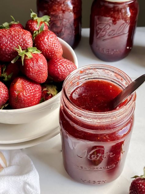 How To Make Strawberry Jam, Beginner Canning, Make Strawberry Jam, Low Sugar Jam, Strawberry Huller, Canning Rack, Canned Strawberries, Strawberry Jam Recipe, Canning Jam