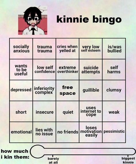 @strawberrymilkxoxo's template !! <3 Lee Hoonie Kinnie Bingo, Lain Kinnie Bingo, Ranpo Kinnie Bingo, Ranpo Kinnie, Character Bingo, Kin Bingo, Kinnie Bingo, Self Thought, Bingo Template