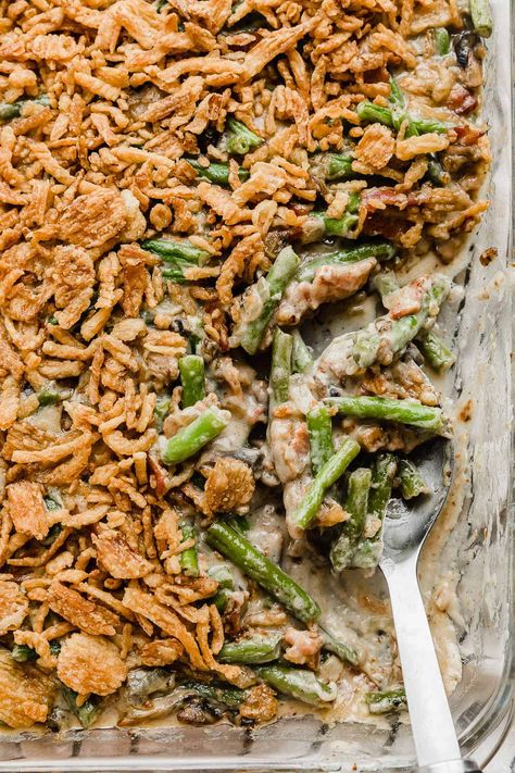 Bacon Green Bean Casserole - Salt & Baker Holiday Green Bean Casserole, The Best Green Bean Casserole, Green Bean Casserole Bacon, Ultimate Green Bean Casserole, Fresh Green Bean Casserole, Green Bean Casserole Campbells, Cheesy Green Bean Casserole, Creamy Green Beans, Best Green Bean Casserole