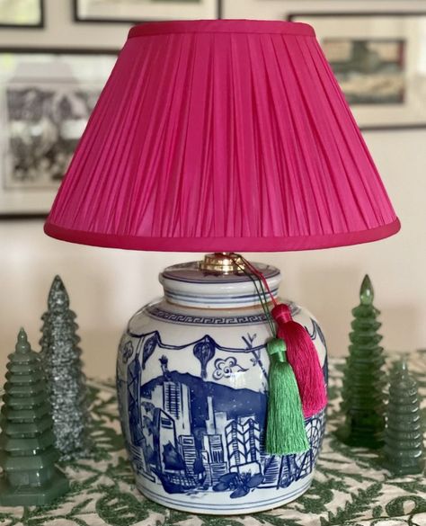 Lampshade Decor, Grandmillenial Style, Thrift Store Upcycle, Blue Living Room Decor, Curated Decor, Decorative Lamp Shades, Blue White Decor, Spanish Style Homes, Chinoiserie Chic