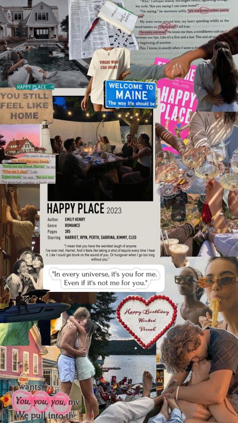 Happy Place by Emily Henry Fan Edit The Happy Place Emily Henry, Happy Place Book Aesthetic, My Happy Place Aesthetic, Happy Place By Emily Henry, Kindle Collage, Book Aethstetic, Emily Henry Happy Place, Happy Place Aesthetic, Happy Place Emily Henry Aesthetic