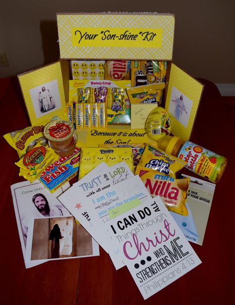 LDS Missionary Easter Box for son in Oklahoma City Mission, package Mission Package Ideas, Missionary Easter Package Ideas, Missionary Care Packages Lds, Missionary Package Ideas, Missionary Christmas Packages, Lds Missionary Packages, Missionary Homecoming, Missionary Quotes, Diy Care Package