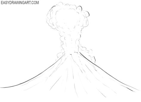 How to Draw a Volcano Volcanoes Aesthetic, Volcanoes Drawing, Volcanoes Activities, Volcano Sketch, Volcano For Kids, Volcano Drawing, Tree Waterfall, Volcano Model, Volcano Projects