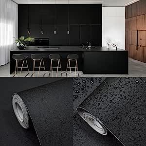 Black Wallpaper Peel and Stick Wallpaper Solid Black Contact Paper for Cabinets Black Matte Wallpaper Self-Adhesive Removable Wallpaper for Bedroom Bathroom Wallpaper Waterproof Vinyl 15.7" X 78.7" Wallpaper Bathroom Cabinets, Bathroom Wallpaper Waterproof, Black Contact Paper, Solid Black Wallpaper, Wallpaper Cabinets, Matte Wallpaper, Black Living Room Decor, Wallpaper Waterproof, Wallpaper For Bedroom