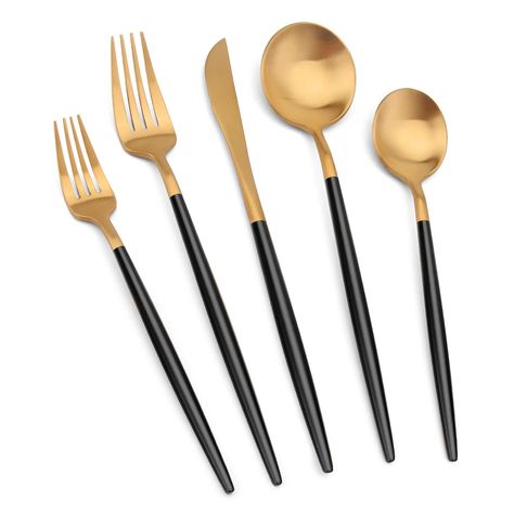 Matte Silverware, Clean Rust, Dinnerware Set Modern, Gold Silverware, Black Flatware, Spoons And Forks, Stainless Steel Silverware, Stainless Steel Utensils, Modern Dinnerware