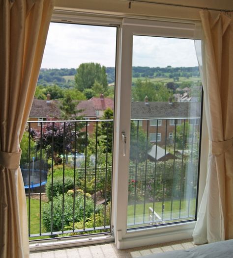 Juliette balcony with French doors                                                                                                                                                                                 More Loft Door, Juliette Balcony, French Balcony, French Patio, Juliet Balcony, Balcony Window, Balcony Grill, Balcony Grill Design, Balcony Doors