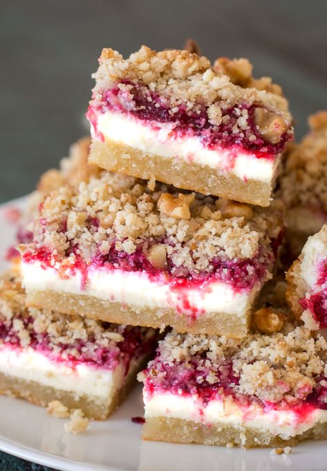 Desserts For Diabetics, Cranberry Cheesecake Bars, Keto Cranberry, Shortbread Cookie Crust, Pecan Crumble, The Best Keto Recipes, Mouthwatering Desserts, Cranberry Cheesecake, Lemon Cheesecake Bars