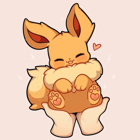 Behold this cutie ♡ . . #pokemon #eevee #anime #fanart Eevee Cute, Pokemon Eevee Evolutions, Pokemon Fusion Art, Pokemon Stickers, Pokemon Eeveelutions, Cute Pokemon Pictures, Eevee Evolutions, Pokemon Eevee, Pet Fox