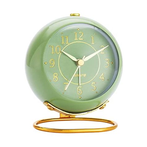 Green Clock, Analog Alarm Clock, Retro Bedroom, Dream Items, Gold Clock, Small Clock, Retro Bedrooms, Desk Alarm Clock, Dorm Inspo