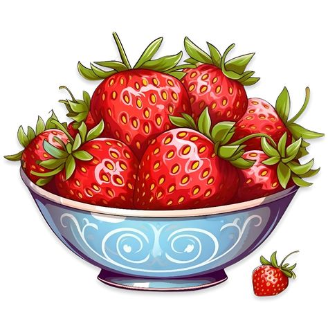 Strawberry Clipart, Strawberry Wreath, Tufting Rugs, Strawberry Drawing, Strawberry Flowers, Strawberry Bowl, Fruit Clipart, Personal Planners, Strawberry Delight