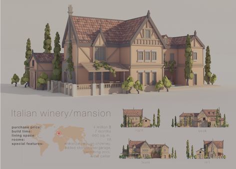 Italian Vineyard House, Italian Architecture Homes, Italian Mansions, Italian Winery, Mansion Architecture, Italian Mansion, Italian Vineyard, Vineyard House, Landscape Steps