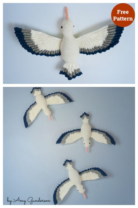 Swift Seagull Free Crochet Pattern Seagull Crochet Pattern Free, Crochet Seagull Free Pattern, Crochet Birds Free Pattern, Seagull Crochet, Crochetting Ideas, Diy Projects To Make And Sell, Crochet Bird Patterns, The Seagull, Knitted Toys Free Patterns