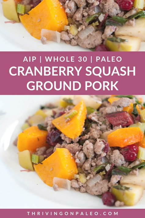 Butternut Squash And Cranberries, Paleo Bowl, Aip Lunch, Fall Ingredients, Aip Dinner, Paleo Roast, Whole30 Diet, Paleo Pork, Aip Paleo Recipes