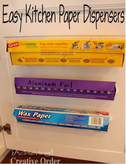 easy kitchen dispensers- Link Party on A Bowl Full of Lemons Wrap Dispenser, Kitchen Wrap, Plastic Wrap, Pantry Organization, Ok Ru, Space Savers, Diy Organization, Kitchen Pantry, Cleaning Organizing