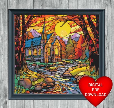 Glass Style, Dmc Floss, Extra Fabric, In The Woods, Glass Window, Cross Stitch Pattern, Pdf Pattern, Stitch Pattern, Pdf Download