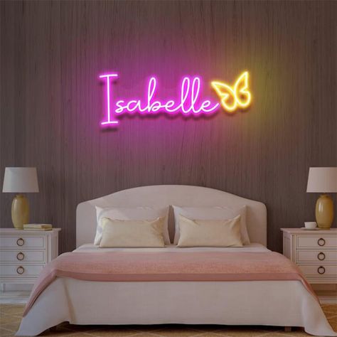 Neon Name Sign, Custom Wall Decor, Neon Sign Bedroom, Baby Name Signs, Above Bed, Nursery Signs, Room Decorating