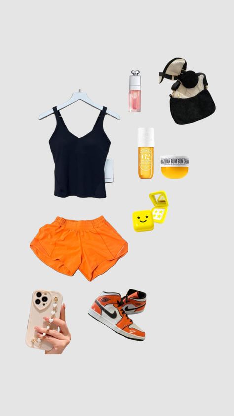 Orange Sporty Shorts For Summer, Trendy Orange Shorts For Summer, Sporty Orange Shorts For Vacation, Trendy Orange Summer Shorts, Orange Summer Outfits, Orange Beach Shorts, Orange Shorts Outfit, Orange Shorts, I Can Do It