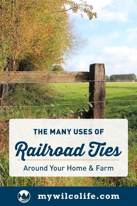 Once solely regarded as the backbone of our railway systems, railroad ties have found new life as functional and aesthetic additions to homes and farms. Learn the many uses of railroad ties around your home and farm from our blog. Railroad Ties Landscaping, Railway Ties, Landscaping Hacks, Driveway Sign, Build Outdoor Furniture, Pasture Fencing, Ranch Fencing, Farm Entrance, Railroad Ties