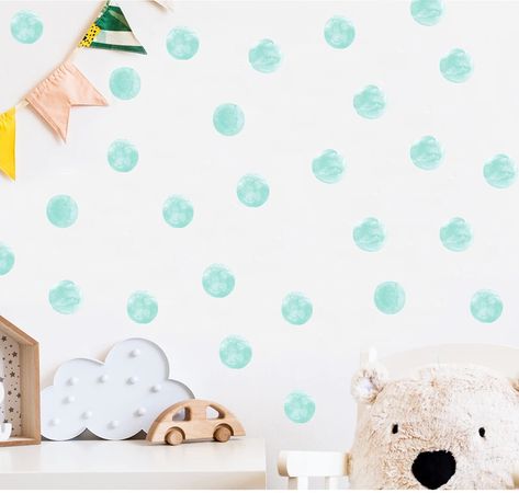 Montessori Wall, Mint Green Walls, Kids Bedroom Wall Art, Waterproof Wallpaper, Sticker Wallpaper, Polka Dot Wall Decals, Kids Bedroom Walls, Toddler Playroom, Polka Dot Walls