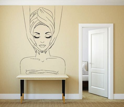 Cosmetic Quotes, Beauty Decals, Spa Room Ideas, Salon Decals, Spa Wall, Quote Beauty, Baby Room Decals, Massage Quotes, Esthetician Room Decor