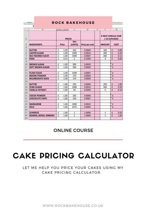 Let me help you price your cakes with my cake pricing calculator.  Input your costs, hourly rate, profit etc and you'll get a final price.  Includes a step by step video, plus your own cake pricing calculator spreadsheet that you can start filling in and using straight away. Cake Pricing Calculator, Cake Pricing Guide, Homemade Wedding Cake, Cost Calculator, Simple Beach Wedding, Wedding Cake Prices, Pricing Calculator, Wedding Cakes Elegant, Bakery Decor