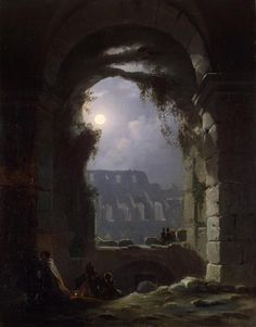 Carl Gustav Carus (1789–1869), View of the Colosseum by Night, early 1830s, oil on canvas, (47.5 × 37) cm, St. Petersburg, Hermitage Museum, The Winter Palace, room 342, Inv. ГЭ-7562. Carl Gustav Carus, Romanticism Artists, James Abbott Mcneill Whistler, Berlin Museum, Caspar David Friedrich, Hermitage Museum, The Colosseum, Tableau Art, Art Antique