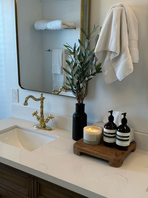 Reverence Duet curated on LTK Model Home Bathroom Staging, Southern Style Bathroom, Organic Minimalist Bathroom, Orchid In Bathroom Ideas, Main Bathroom Decor, Clean Girl Bathroom Ideas, Dual Sink Bathroom Decor, Two Sink Bathroom Ideas Decor, Long Bathroom Counter