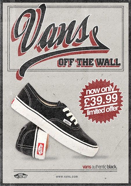 Vans Poster, Vans Authentic Black, Vans Old School, Shoe Poster, Sneaker Posters, Van Wall, Nike Retro, Vans T Shirt, Vans Logo