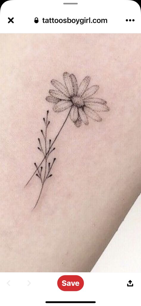 Daisy Stem Tattoo, Stem Tattoo, Thailand Tattoo, Daisy Tattoo, Tattoo Inspo, Lotus Flower Tattoo, Leaf Tattoos, Flower Tattoos, Maple Leaf Tattoo