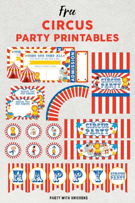 Circus Party Favors, Circus Party Invitations, Circus Cupcakes, Circus Party Decorations, Carnival Birthday Party Theme, Circus Carnival Party, Circus Theme Party, Carnival Themed Party, Circus Birthday Party