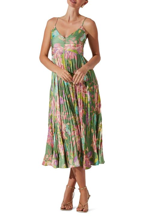 ASTR the Label Maeve Floral Midi Sundress | Nordstrom Dress Code Wedding, Nordstrom Women, Midi Sundress, Guest Attire, Ruffle Midi Dress, Wedding Attire Guest, Astr The Label, Satin Maxi, Pleated Midi Dress