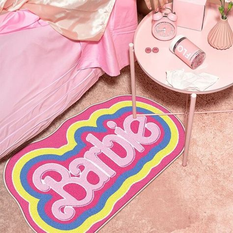 Room Layout Bedroom, Barbie Blanket, Rainbow Carpet, Kawaii Barbie, Layout Bedroom, Mat Decoration, Decorative Carpet, Barbie Bedroom, Carpet Room