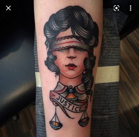 Lady Justice Tattoo, Under Eye Tattoo, American Style Tattoo, Justice Tattoo, Third Eye Tattoos, Family Tree Tattoo, Blind Girl, Tattoo Old School, Lady Justice