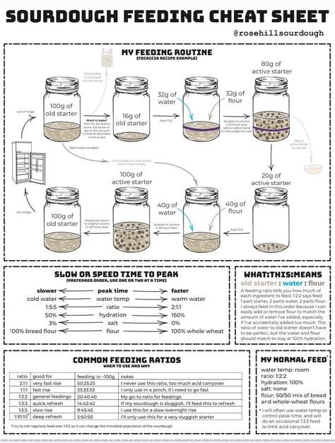 Sourdough Ratio Chart, Sourdough Cheat Sheet, Homemade Sourdough Bread Recipes, Easy Sourdough Bread Recipe, Recipe Using Sourdough Starter, Dough Starter, Sourdough Bread Starter, Starter Recipe, Sourdough Starter Discard Recipe