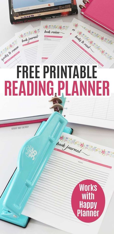 Free printable reading planner pages every book lover needs! These printable planner pages fit any sized planner even the Happy Planner. Includes 5 total pages with a reading log, book journal, reading list, quotes to remember, and book review. Perfect for book clubs or summer reading! #planners #happyplanner #printables #reading #books Book List Printable, Happy Planner Free Printable, Reading Journal Printable, Reading Planner, Happy Planner Printables, Digital Bullet Journal, Book Clubs, Planner Tips, Printable Planner Pages