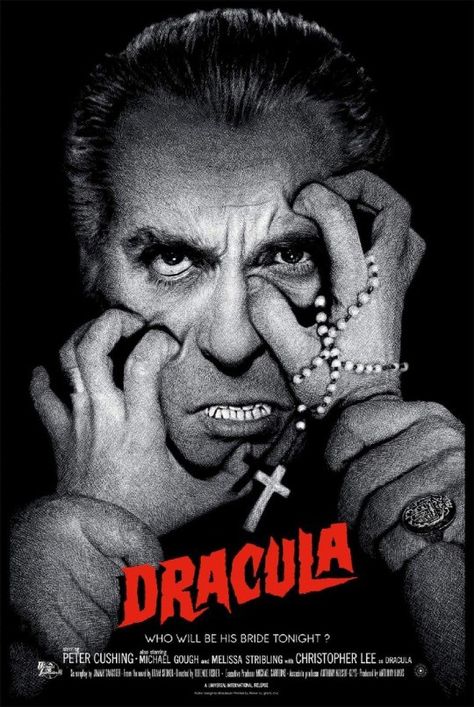 Dracula Poster, Universal Monsters Art, American Horror Movie, Universal Horror, Terror Movies, Hammer Horror Films, Cult Movie, Christopher Lee, Vampire Movies