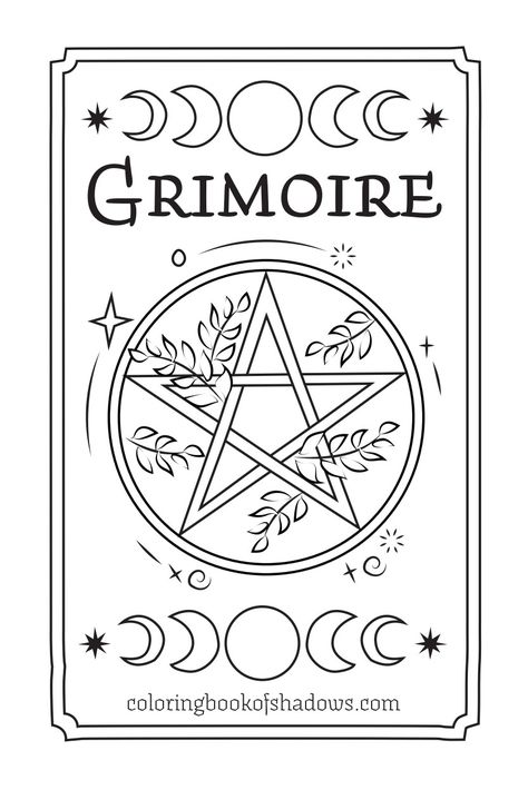 Shadowbook Ideas, Witch Craft Drawings, Grimoire First Page Ideas, Grimoire Drawing Ideas, Grimoire Title Page, Witch Coloring Pages Free Printable, Grimoire First Page, Witchy Templates, Grimoire Table Of Contents