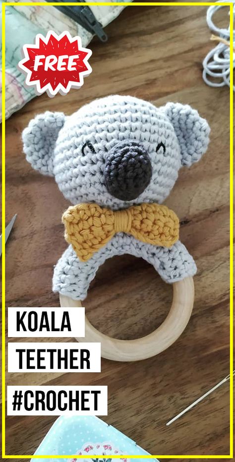 crochet Koala Teether free pattern - easy crochet toys free pattern via @shareapattern.com Easy Crochet Toys, Teether Pattern, Crochet Koala, Koala Pattern, Crochet Baby Mobiles, Crochet Toys Free Patterns, Crochet Toys Free, Crochet Baby Toys, Crochet Amigurumi Free Patterns