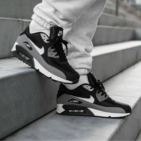 AIRMAX 90 ESSENTIAL BLACK WHITE Nike Airmax 90 Black, Airmax 90s, Nike Airmax 90, Nike Air Max 90 Mens, Balenciaga Men, Army Room, Adidas Shoes Mens, Givenchy Man, Mens Fashion Rugged