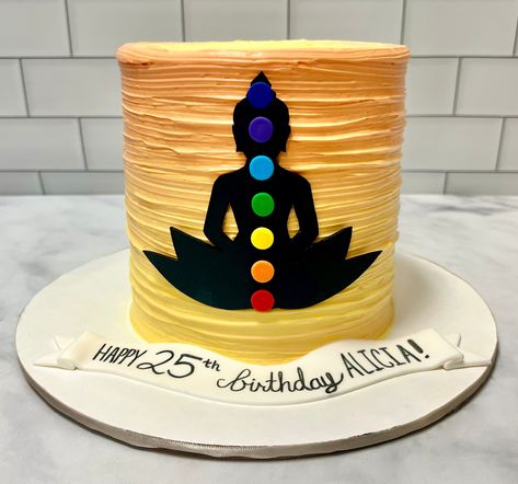 Chakra Cake Ideas, Meditation Cake Ideas, Customized Cakes For Women, Spiritual Cake Designs, Chakra Cake, Yoga Cake Ideas, Yoga Theme Cake, Yoga Birthday Cake, Spiritual Cake