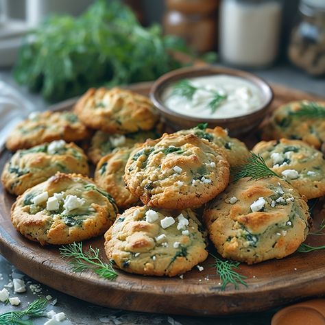 🌿✨ Spinach + Feta Cookies (Spanakopita Cookies) ✨🌿 Looking for a delicious snack? Try these savory Spinach and Feta Cookies! Made with: 1 egg, lightly beaten 4 tbsp olive oil (or melted butter) 1/4 cup Greek yogurt 1½ cups chopped baby spinach 1 tbsp chopped dill 4 oz feta cheese, crumbled 1/3 cup shredded mozzarella 1 cup self-rising flour Instructions: Preheat oven to 350°F (175°C). Mix egg, oil, and yogurt. Add spinach, dill, cheeses, and flour. Form balls, flatten slightly, and bake for 1... Mediterranean Recipes Healthy, Spinach Feta, Summer Salad Recipes, Spinach And Feta, Self Rising Flour, Shredded Mozzarella, Baby Spinach, Mediterranean Recipes, 1 Egg