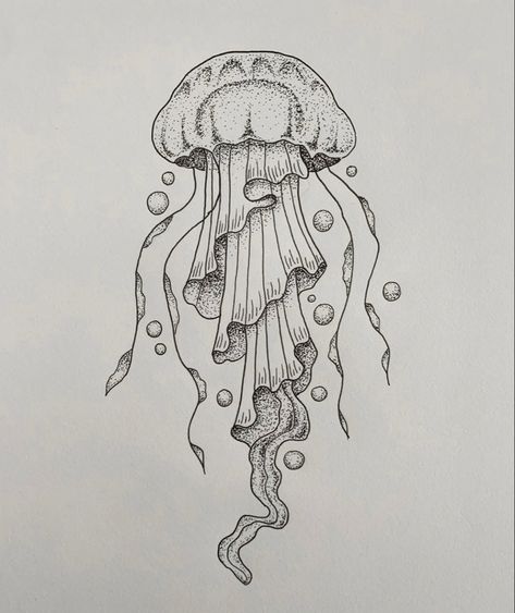 Abstract Tattoo Ideas, Stunning Tattoos, Abstract Tattoos, Dotted Drawings, Jellyfish Drawing, The Sketchbook, Small Drawings, Easy Drawings Sketches, Abstract Tattoo