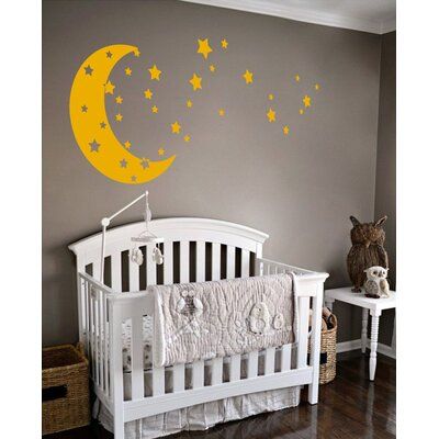 Nursery Room Diy, Moon Decal, Diy Mural, Star Wall Decals, The Moon And Stars, Vinyl Wall Art Decals, Star Nursery, Star Wall, Vinyl Wall Art