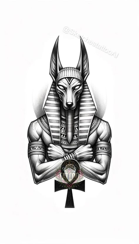 Anubis Drawing, Egypt Tattoo Design, Zodiac Leo Art, Half Sleeve Tattoos Sketches, Egyptian Eye Tattoos, Egyptian Tattoo Sleeve, Anubis Tattoo, Egypt Tattoo, Full Arm Tattoos